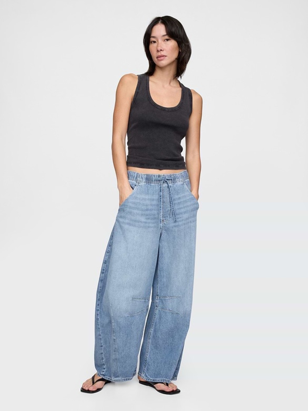 GAP Mid Rise UltraSoft Easy
Horseshoe Jeans Petite Wide Leg - Lot of 2 Pairs